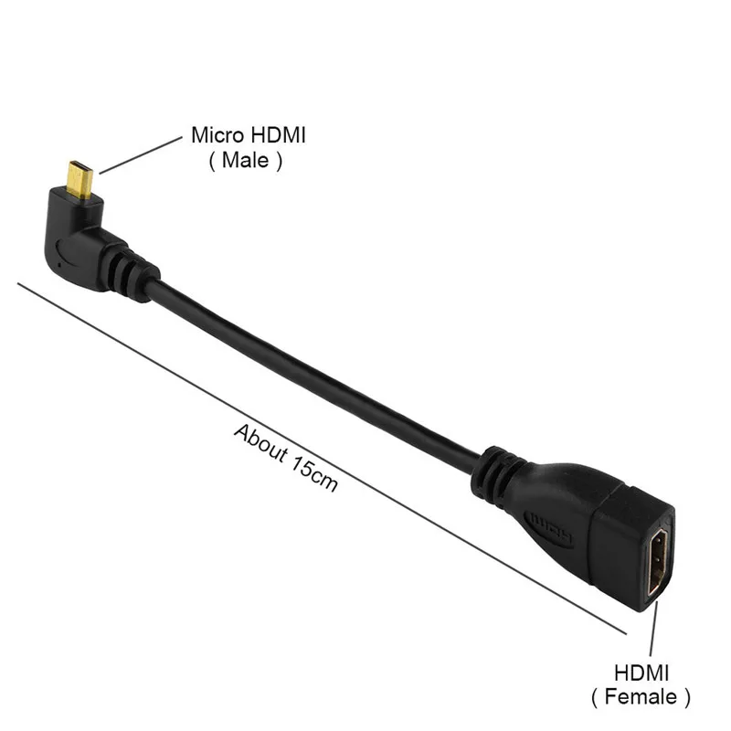 Robotsky Micro HDMI Мужской к HDMI Женский Кабель-адаптер левый угол 90 градусов HDMI конвертер Код для ПК HDTV проектор