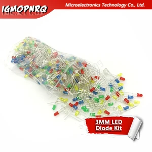 Светодиодный диодный набор, 5 цветов s * 100 шт., 500 шт., 3 мм, смешанный цвет, красный, зеленый, желтый, синий, белый, светильник светодиодный MIX