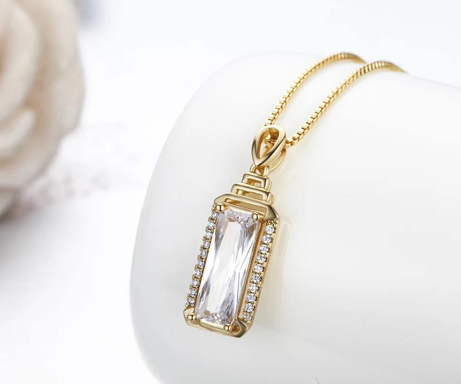 5 цветов в наличии Принцесса Cut Прямоугольник Красный CZ подвеска ожерелье женское