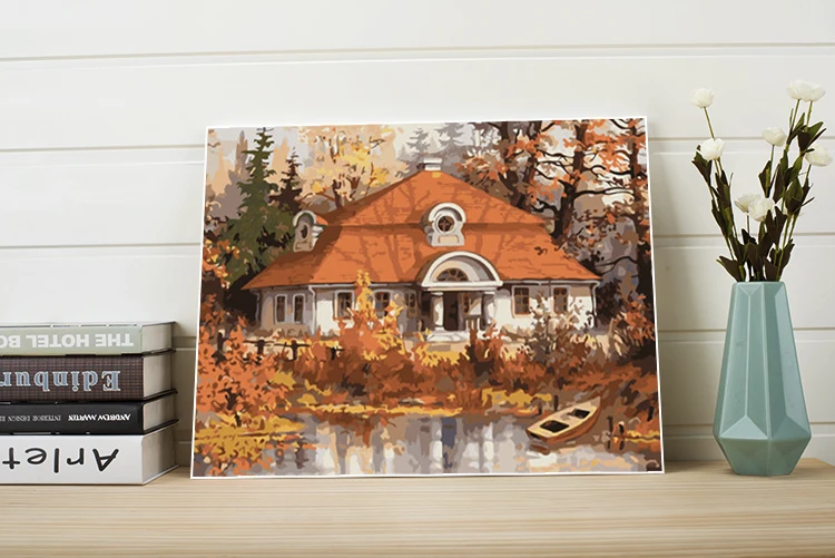 Изображения пронумерованы пейзаж канва для DIY Рисование акриловая краска раскраска стены Искусство для гостиной украшение дома взрослый один кусок