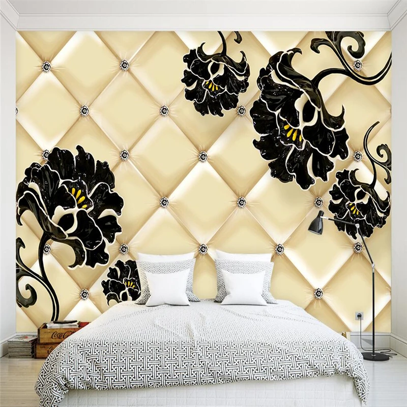 Пользовательские настенные Стикеры мягкая упаковка цветочные обои домашний