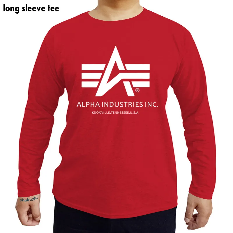 Мужские футболки, модная футболка Alpha Industries, хлопковая футболка с длинными рукавами, стильные футболки shubuzhi