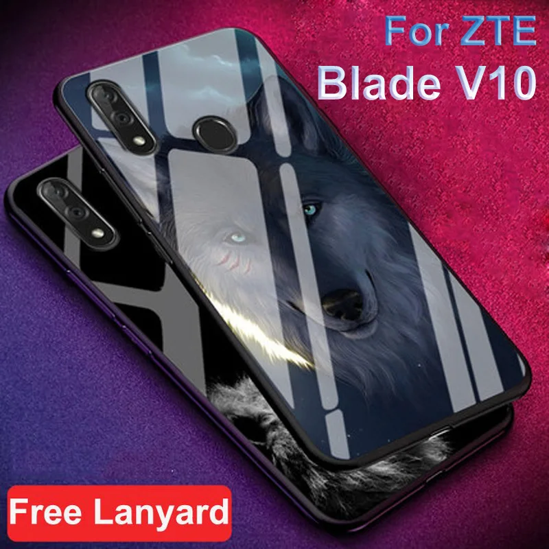 Для ZTE blade V10 чехол с животным узором из закаленного стекла мультяшный