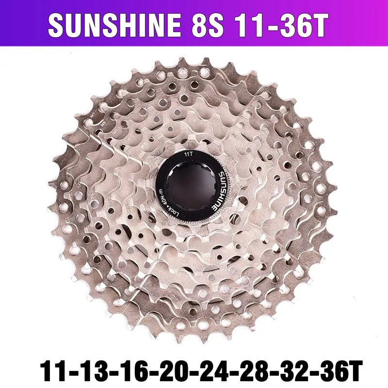 8S 11-36T SUNSHINE MTB велосипед Freewheel 8S 11-32 36 40 42T MTB горный велосипедный маховик 8 24 скоростные кассетные звездочки для 8 скоростей - Цвет: 8S 11-36T