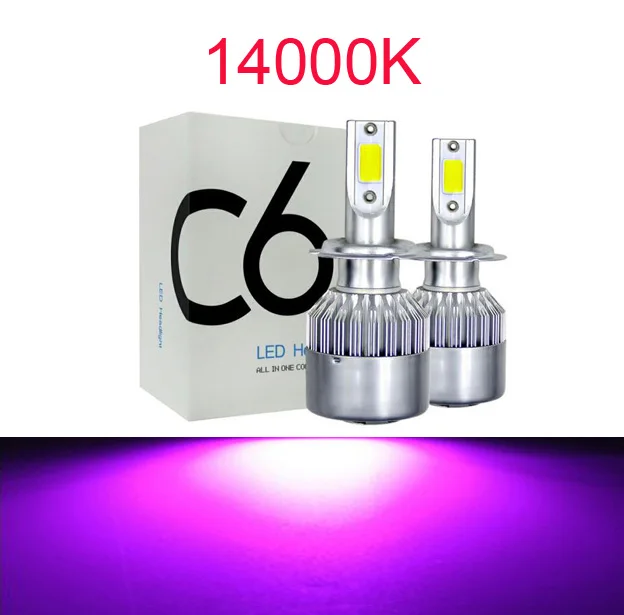 14000K 2x H7 светодиодный H11 H4 Hi/короче спереди и длиннее сзади) H1 H3 H8 HB1 HB3 HB4 HB5 H10 HIR2 H13 H16 H27 Автомобильные фары 3000K 4300K 6000K 8000K 12000K COB C6 - Испускаемый цвет: 14000K