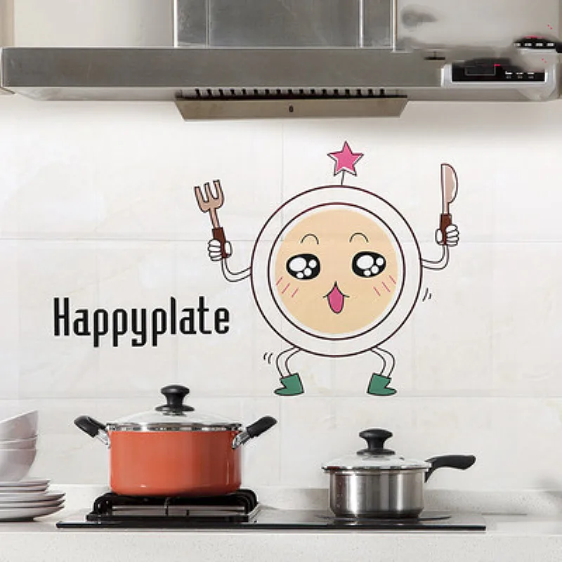 cute dishes 60*90 прозрачная самоклеящаяся бумага высокая температура маслостойкая пленка кухонная плитка столешница маслостойкие декоративные наклейки - Цвет: cute dishes