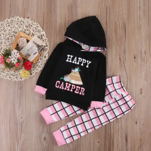 Лидер продаж Модный комплект одежды с надписью для малышей Милый хлопковый топ