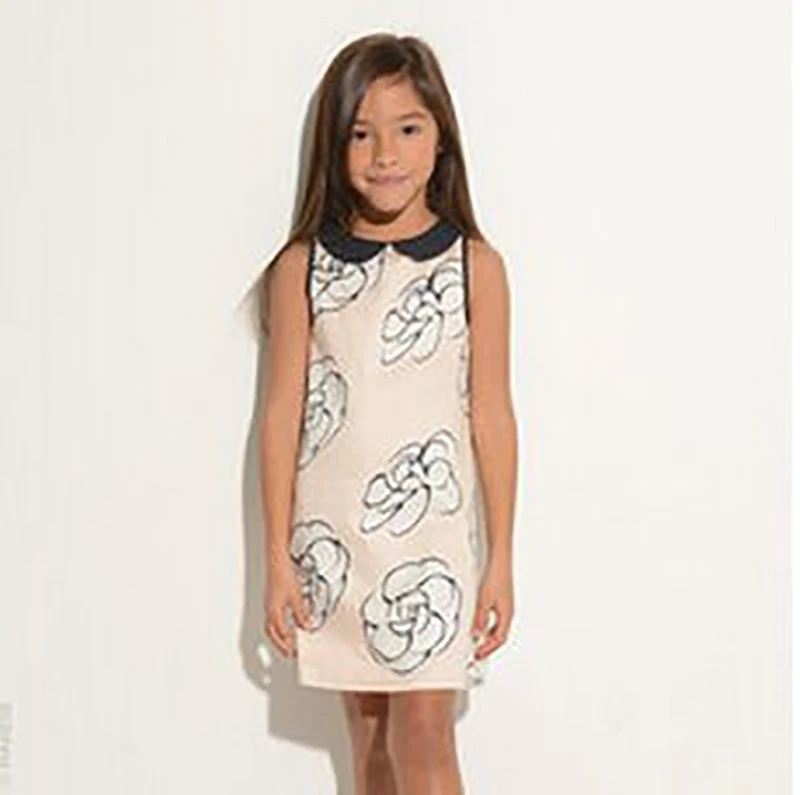 Kids Floral Princess Dress For Girls Toddler Boutique Cotton Summer Peter Pan Collar Sleeveless Children Frocks Clothes | Детская одежда