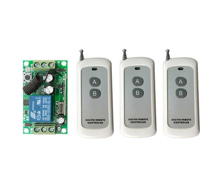 DC12V 10A 1CH RF Беспроводная система дистанционного управления 55*32*16 мм 1 * приемник и 3