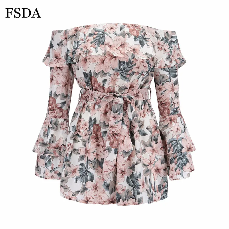 Женский пляжный комбинезон FSDA повседневный без бретелек с цветочным принтом и