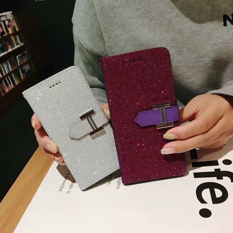 Для huawei Nova 4 чехол Роскошный Мерцающий розовый блестящий Флип кожаный для Honor 8X 8A 8C