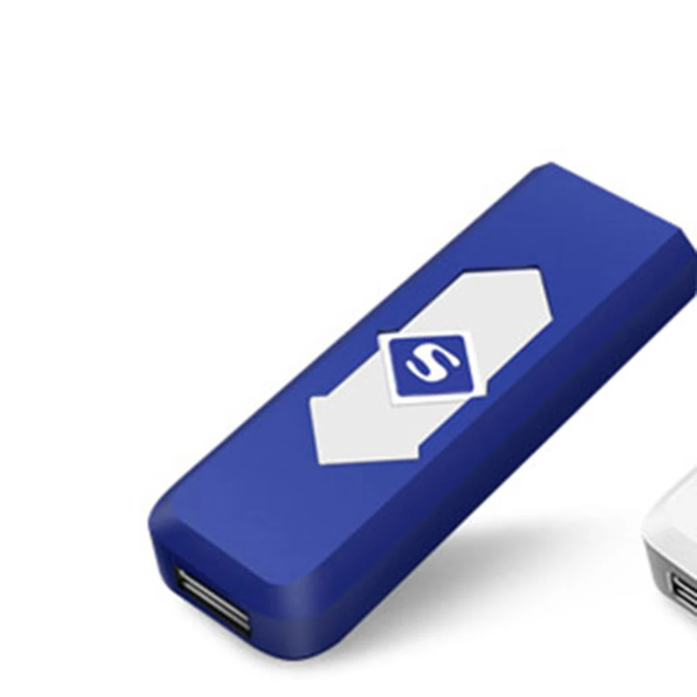 blue Креативный Перезаряжаемый USB ветрозащитный беспламенный Электрический зарядный прикуриватель бездымный супер зажигалки Человек X - Цвет: blue