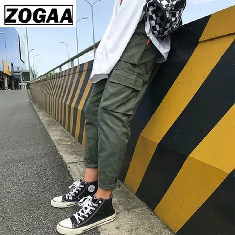Мужские повседневные брюки карго ZOGGA однотонные свободные длиной до щиколотки из