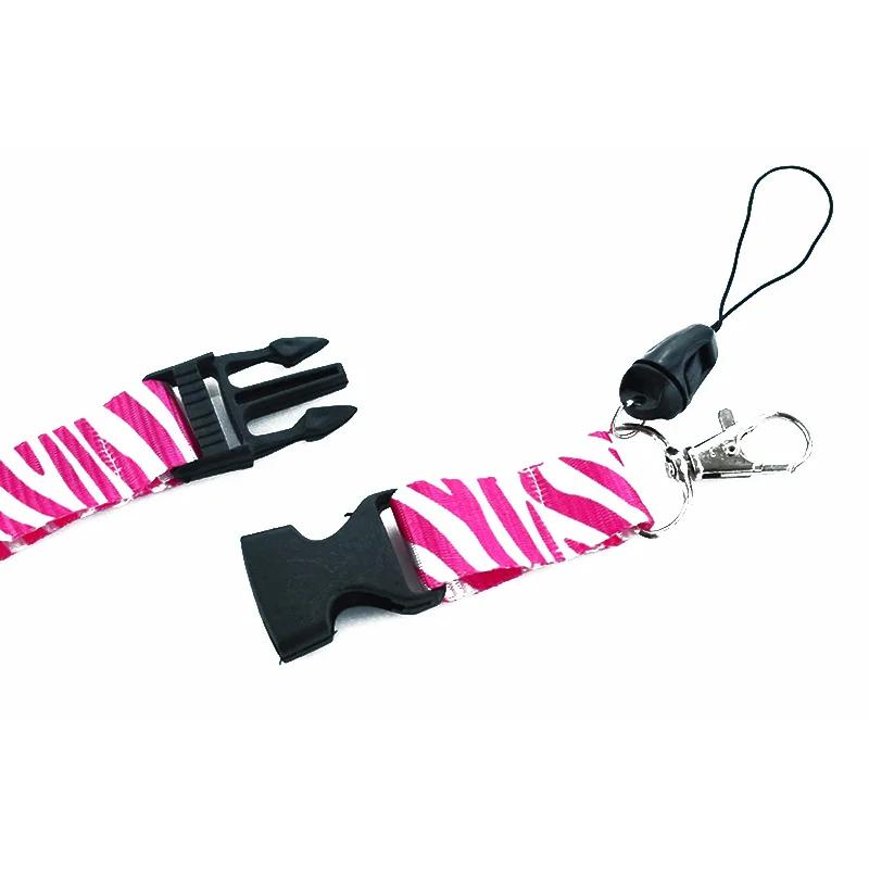 Hot Design Pink Zebra Lanyard Key Chain Necklace Polyester Mobile ID Holder Neck Straps 12pcs/lot-Free Shipping | Украшения и