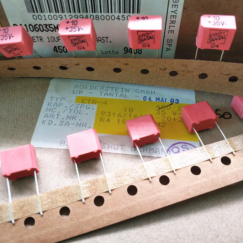 Оригинальный красный один танталовый конденсатор 35 в 10 мкФ подходит для