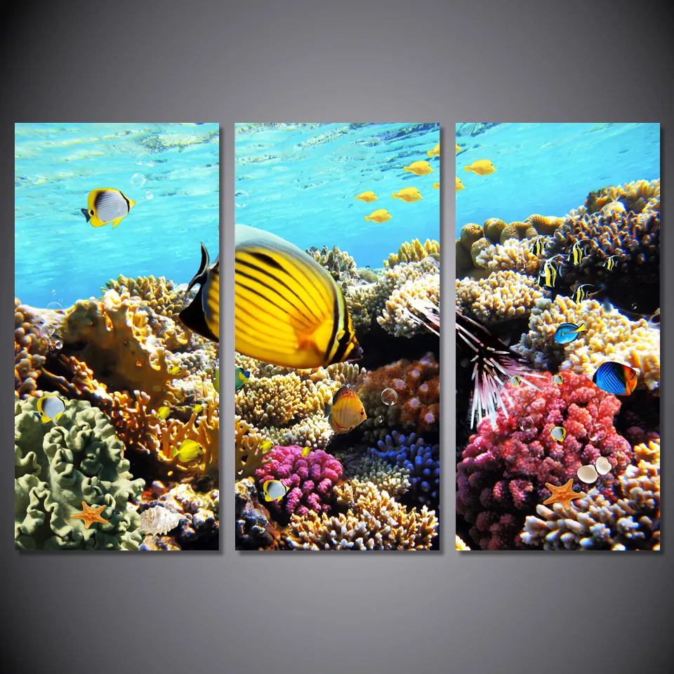 

HD Printed Marine fish coral dolphin Painting Canvas Print room decor print poster picture canvas Free shipping/ny-6415C