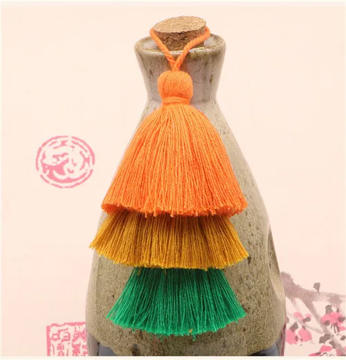 Oraneg yellow green Чистый хлопок кисточка 15 cm Смешанные Цвет трехслойный Подвесной Канат кисточка занавеска подвеска «сделай сам» одежда для дома бижутерия для декорирования 1 шт - Цвет: Oraneg yellow green