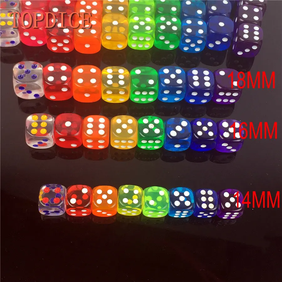 [Topdice] 10 шт./компл. 18 мм ясно красочные кости цифровые cube набор питьевой игры