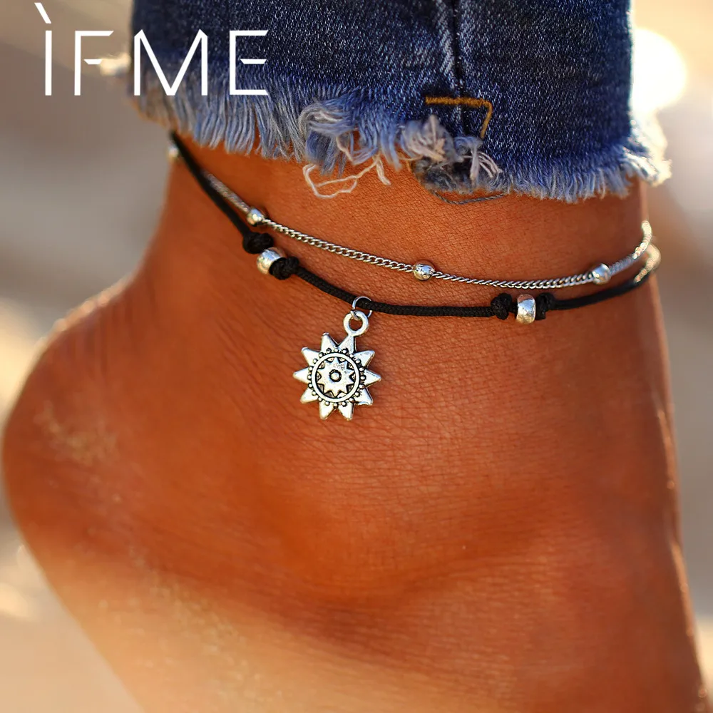 Женская винтажная многослойная цепочка IF ME ножные браслеты серебряного цвета в