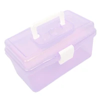 plastic handle 2 layer hardware tools storage box clear purple