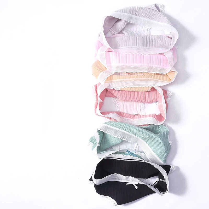 3 шт./лот/ хлопковые трусы с бантиком женские в полоску дышащие для девочек
