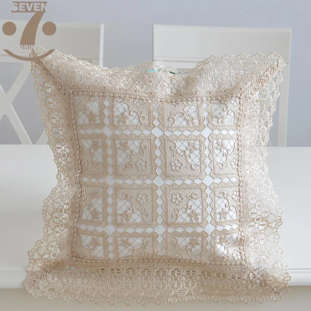 Cute Grey Gold White Embroidery 45x45cm Square Home Decorative Pillow Case | Дом и сад