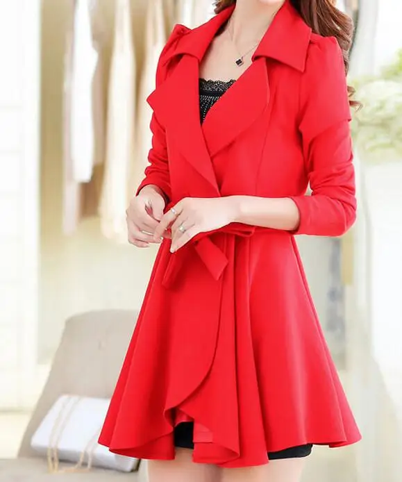 

M--5XL HOT 2019 Spring Women New Fashion long double-breasted trench coat big yards of cultivate one's morality