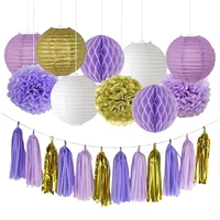 party lanterns decorations hanging paper lanterns with tissue pom poms honeycomb balls tassels for birthday party