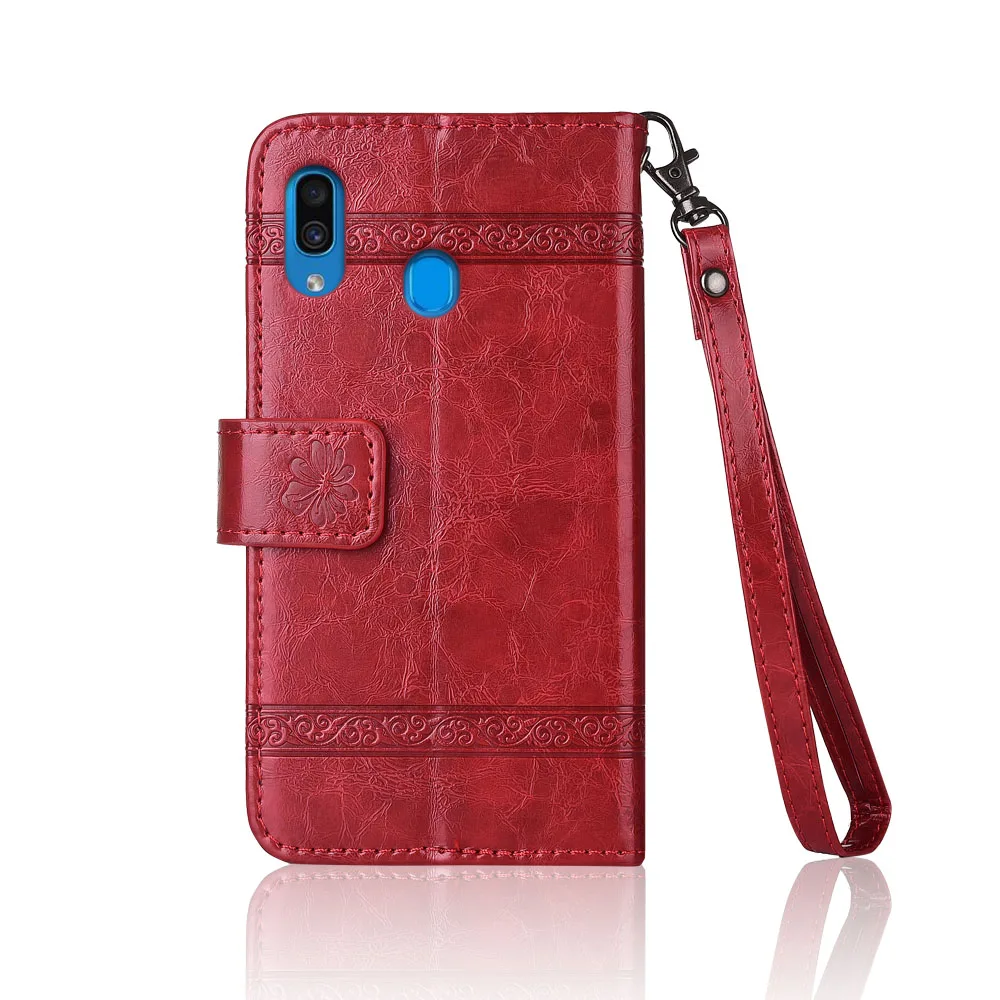Флип-кожаный чехол для samsung Galaxy A30 A305 SM-A305FN Fundas TPU с цветочным принтом специальный чехол-кошелек с подставкой и ремешком