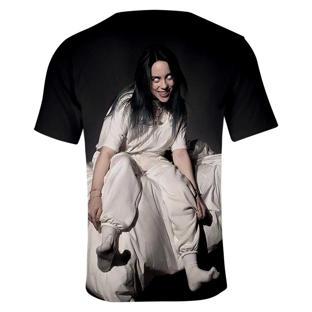 Billie Eilish, новинка, 3D футболка, для мужчин, летняя мода, хип-хоп, Harajuku, повседневная одежда, Billie Eilish, 3D, для девочек, желтая футболка