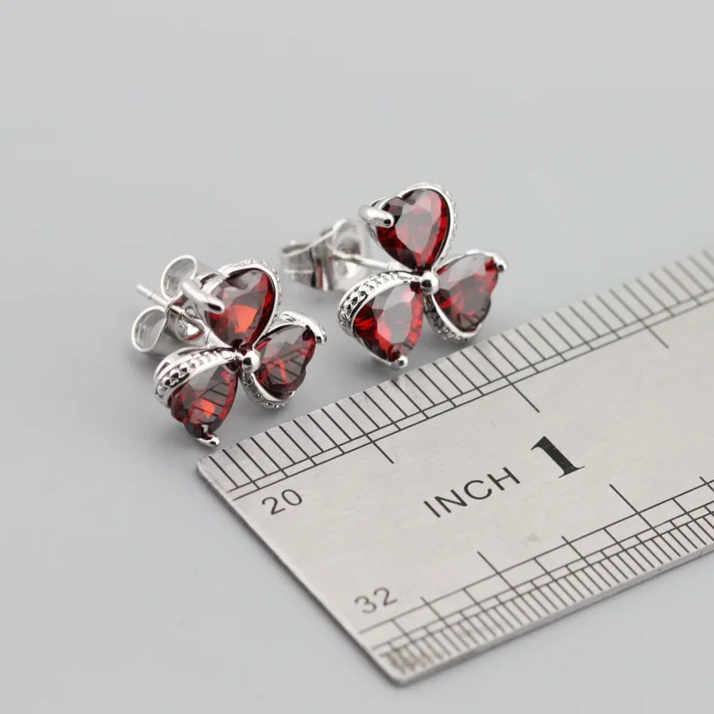 MANNY лидер продаж Свадебные Ювелирные наборы Красного граната для женщин серьги