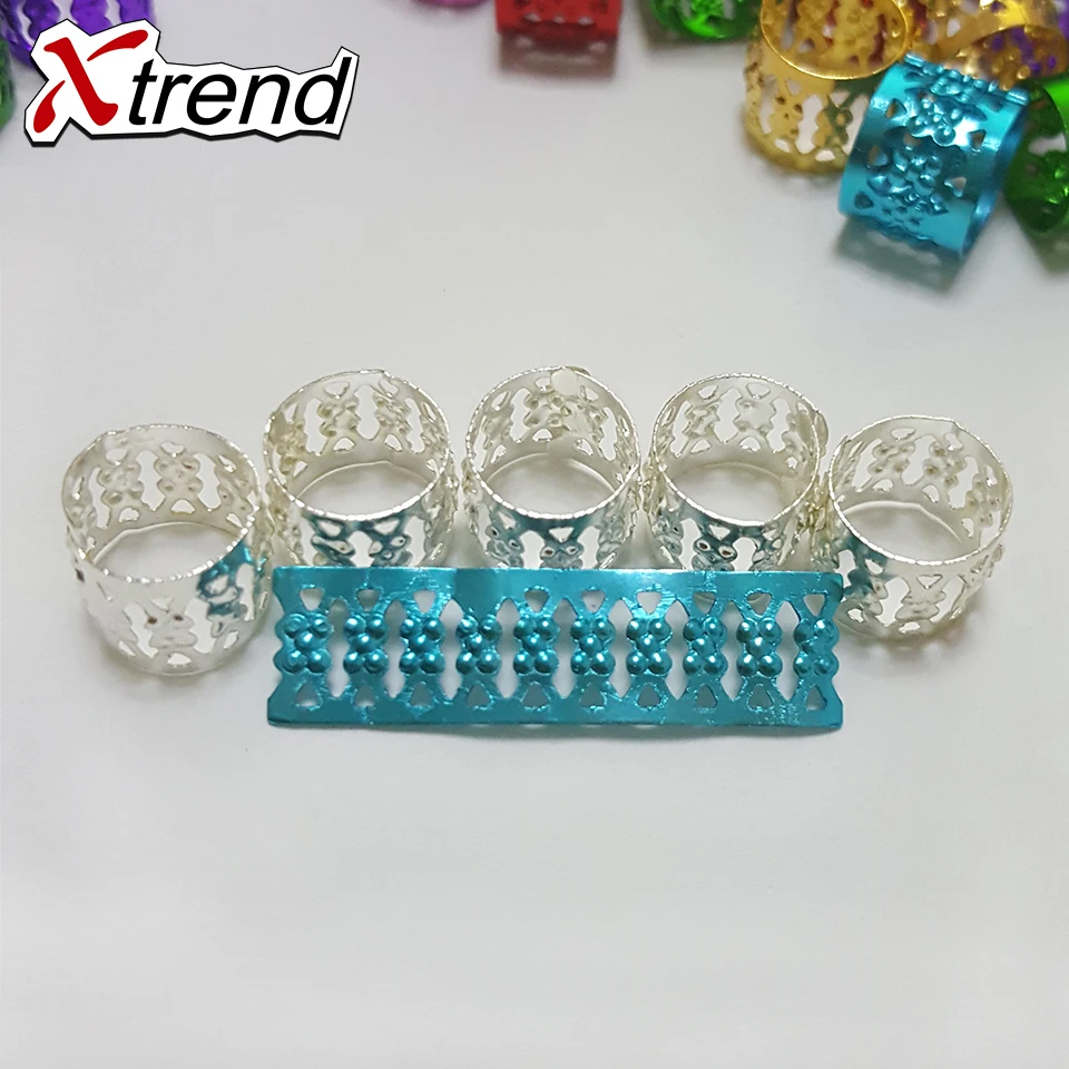Xtrend 200 шт/партия красивые яркие цвета бусины для дредов регулируемые алюминиевые металлические кольца для волос для плетения кольца для дредов 9 цветов