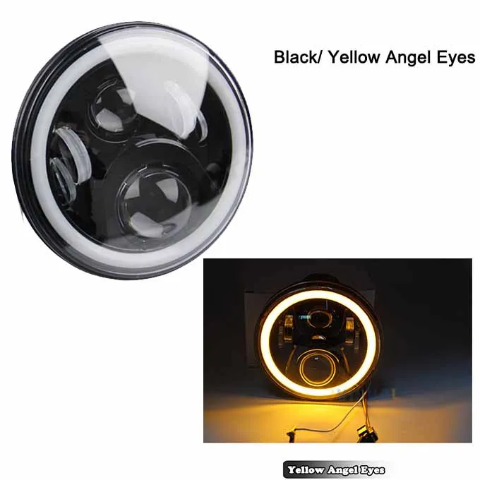 Black Yellow Halo 4 цвета 7 дюймовый круглый светодиодный фар лампа с DRL угол глаза " для Honda CB 400 500 1300 Hornet 250 600 900 VTR 250 - Цвет: Black Yellow Halo
