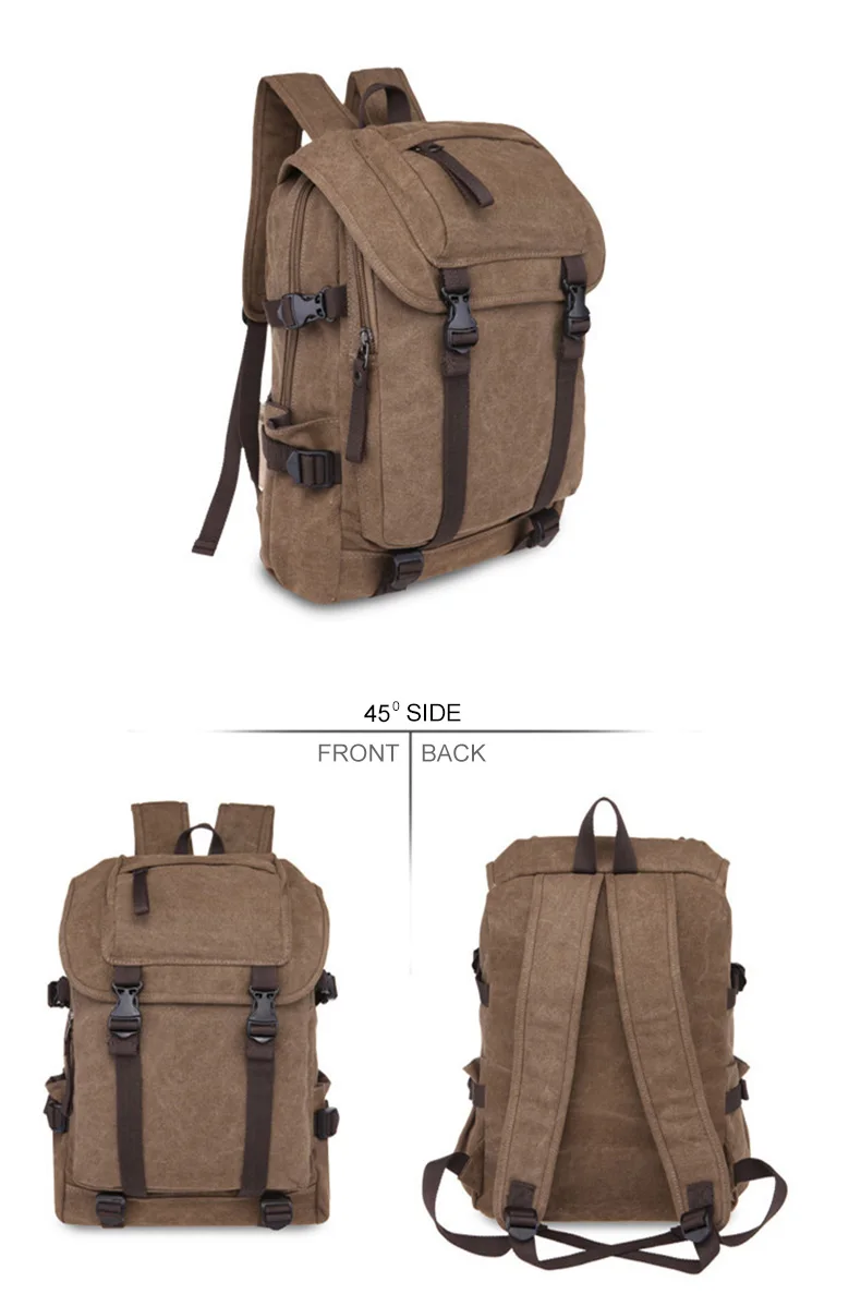 New Classic Men Canvas Travel Laptop Rucksack Shoulder BagsTeenage Boys Backpacks Large School Vintage Students Packet XA270WC