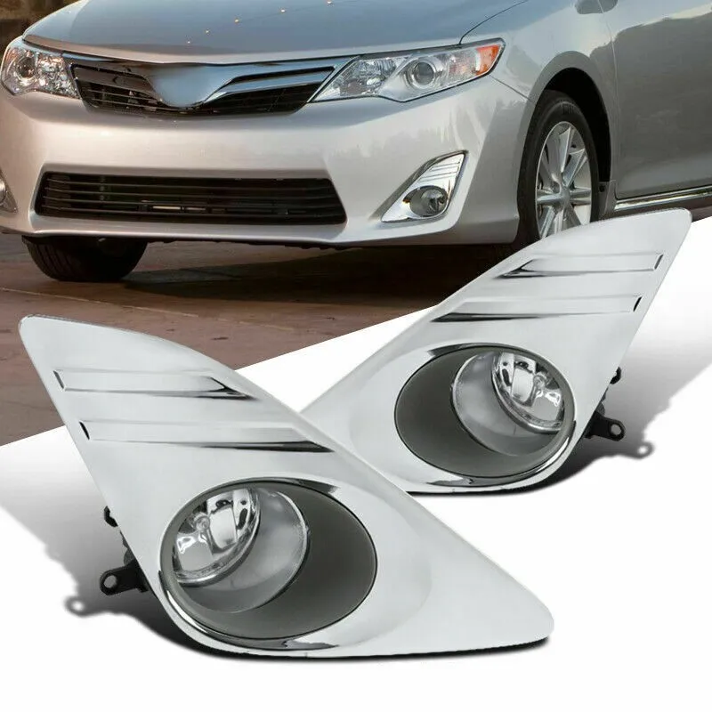 JanDeNing Car Fog Lights ForToyota Camry L/LE/XLE 2012- Front Fog Lights Bumper Lamps Kit Switch Wiring Chrome Housing