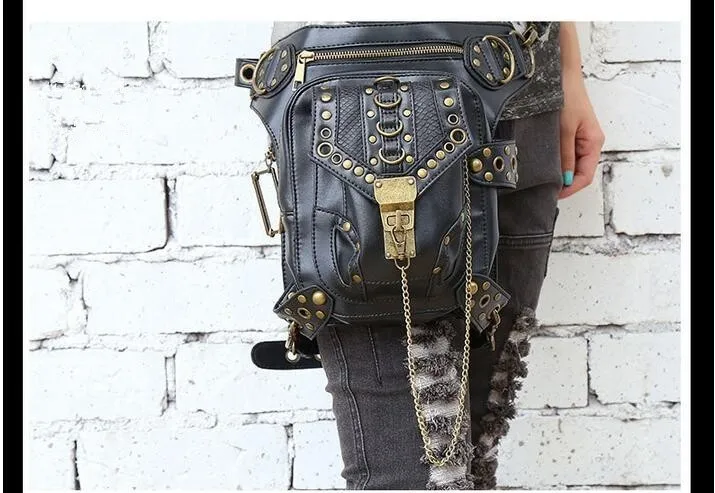 Carteras mujer женская сумка двигатель Ноги Сумка-кобура бедра кобура защищенный кошелек Через Плечо Рюкзак PU кожаный мужской сумка в стиле панк