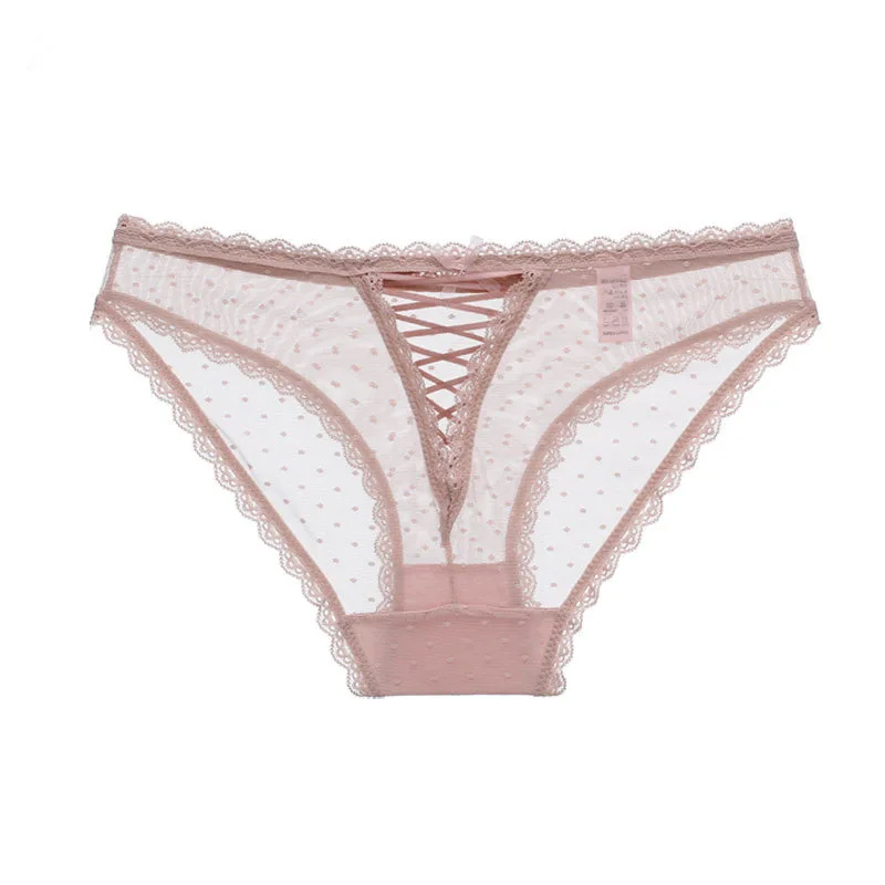 pink SP& CITY, сексуальные кружевные прозрачные милые женские трусики в горошек, сексуальное бесшовное нижнее белье, хлопковое нижнее белье - Цвет: pink