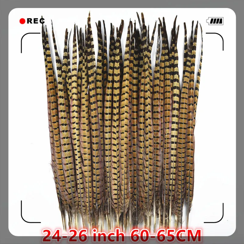 50 шт./лот натуральные Ringneck Перья из хвоста фазана для рукоделия 25-75cm10-3" Свадебные украшения фазан перо Плюмы - Цвет: 60-65CM 24-26Inch