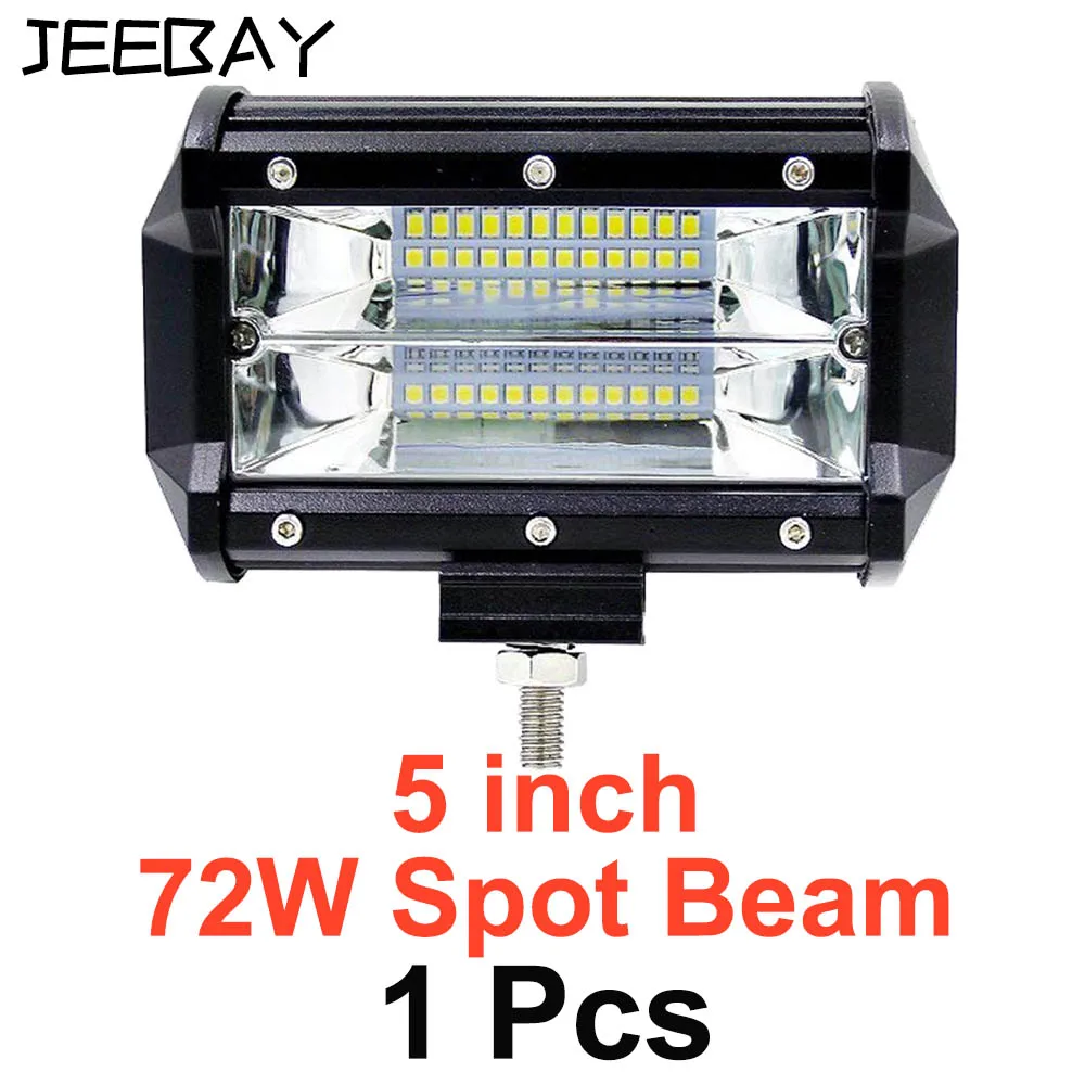 1pcs 72W Spot 72 Вт 5 дюймов светильник-бар рабочий светильник 3D светодиодный бар автомобиль внедорожный точечный прожектор Светодиодные Балки для 4WD 4x4 SUV Грузовик трактор 12 В 24 В Автомобильная противотуманная фара - Цвет: 1pcs 72W Spot