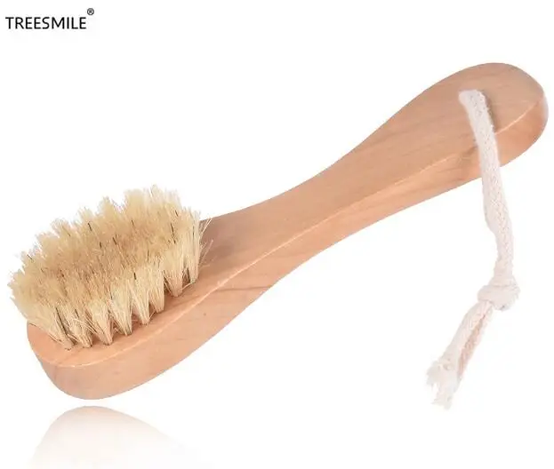 TREESMILE, натуральная щетина, щетка для ванны, отшелушивающая, лимфатический массаж тела, сухая щетка, деревянная, овальная, для здоровья и красоты, щетка для душа D40 - Цвет: 1pc