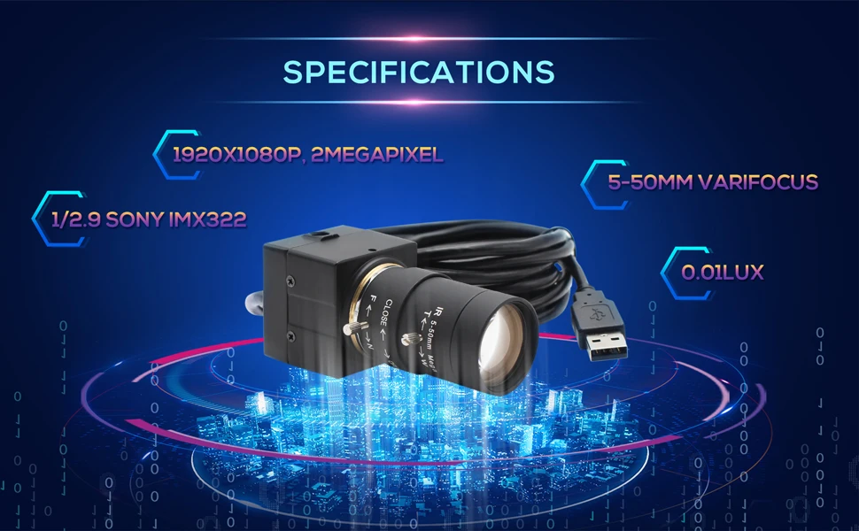8-мегапиксельная камера видеонаблюдения высокого разрешения SONY IMX179 5-50 мм варифокальный объектив Indurstrial USB камера для Android, Linux Windows Mac OS