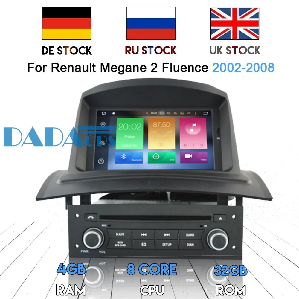 Автомагнитола 2DIN Android 8 0 4 Гб ОЗУ DVD плеер для Renault Megane 2 Fluence 2002 2008 GPS навигация
