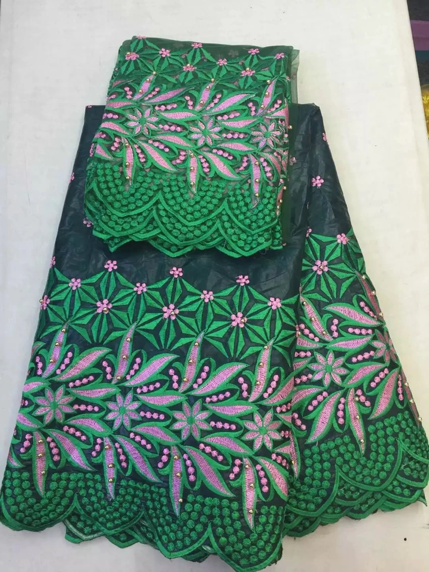 5 ярдов Базен riche ткань вышитые базен кружева и 2 Ярдов бисером французский тюль