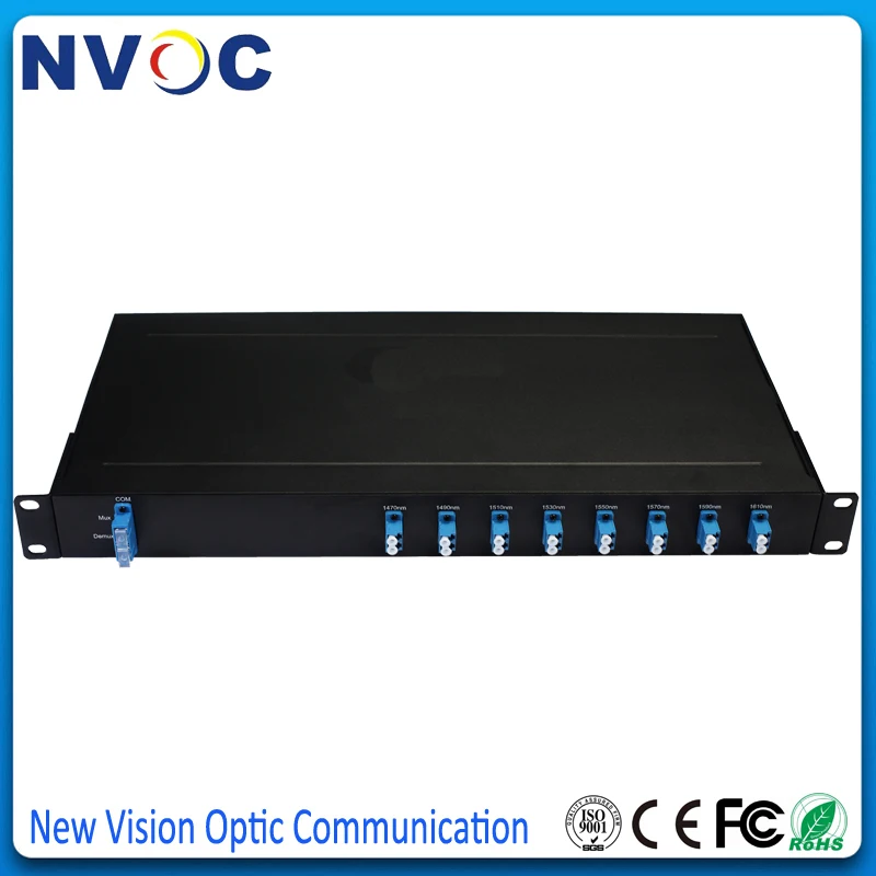 Стойка 1U 19 дюймов 8 + 1CH CWDM Mux Demux Al Rack Dual Fiber SC/UPC 1470nm-1610nm волоконно-оптическая