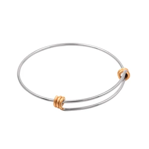 Tow Tone Stainless Steel Extendable Wire Bangle Adjustable Bracelet DIY Charm Jewelry IJB0214