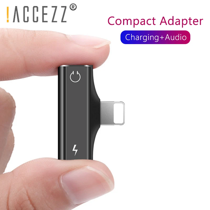 ! ACCEZZ освещение аудио зарядка двойной адаптер для iPhone X 7 8 Plus USB разветвитель AUX