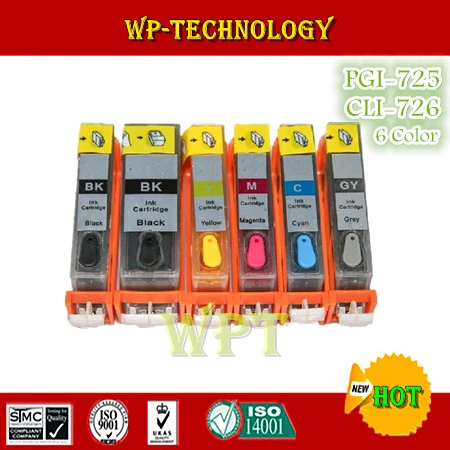 6 цветов полный чернильный картридж для PGI725 CLI726 Костюм Canon MG8170 MG6170 MG5270 MG5370 IP4870 IX6570