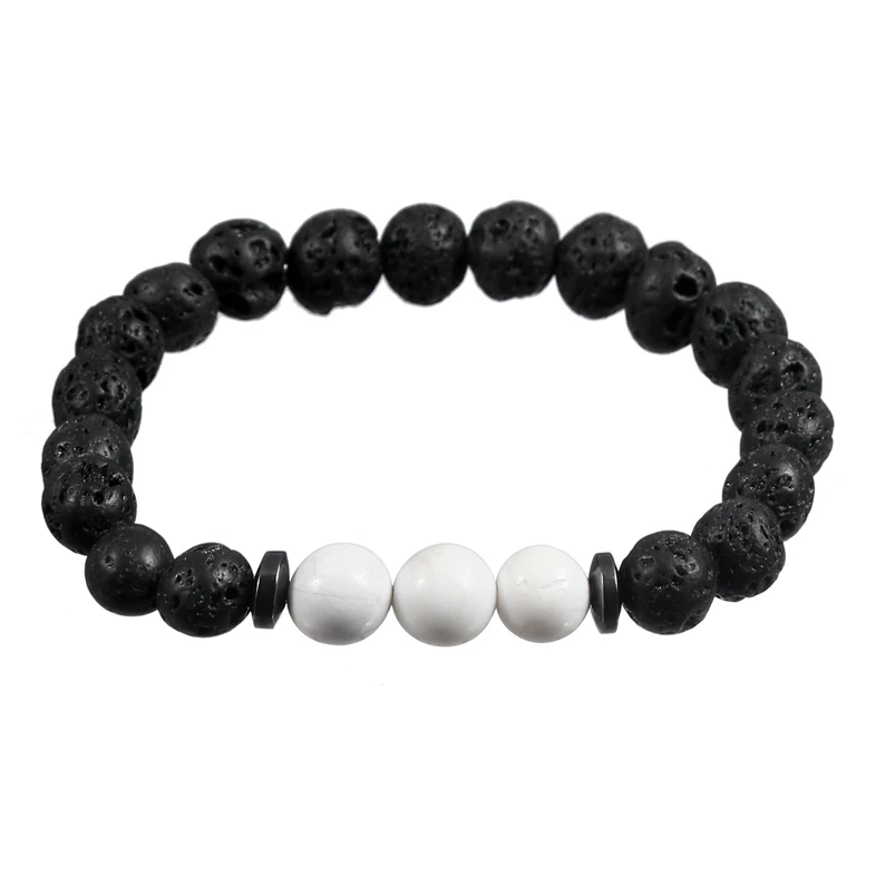 Howlite ASHMITA Lava Rock 8 мм натуральный Бисер Плетеный черный исцеляющий Балансирующий Энергетический Браслет для женщин и мужчин мощный браслет Лучший подарок - Окраска металла: Howlite