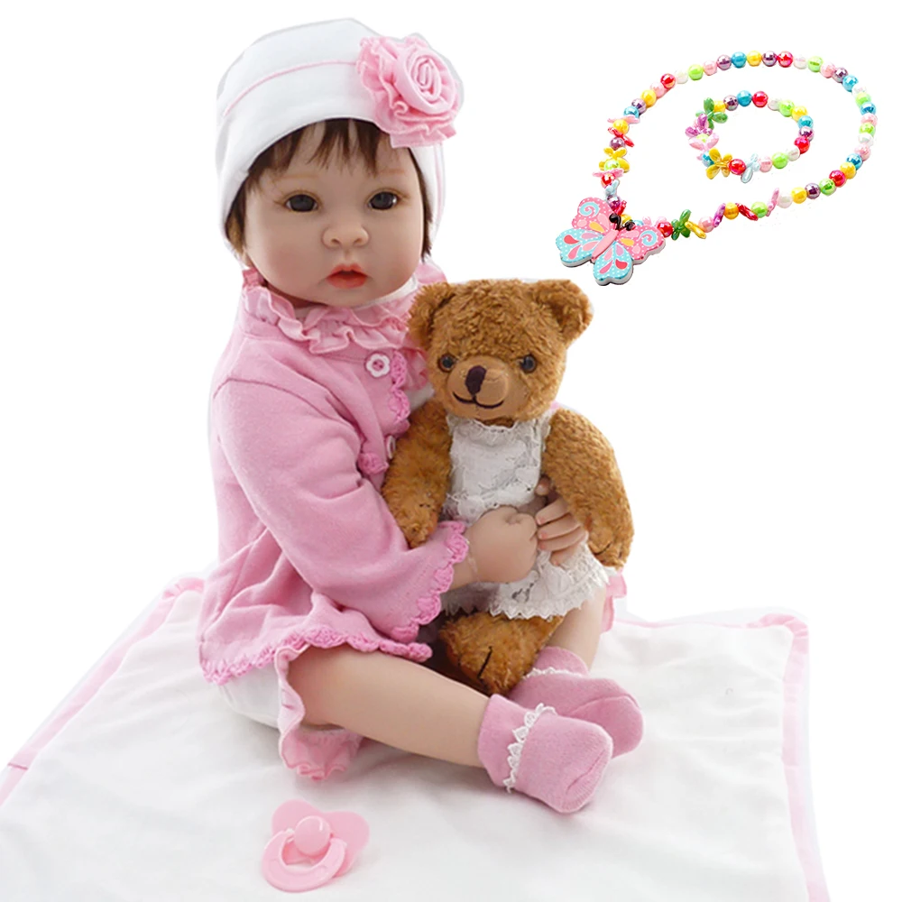 22 Inch Silicone Baby Dolls Npk Doll Newborn Babies Toddler Alive Doll Poupee  L.o.l Surprises Gifts