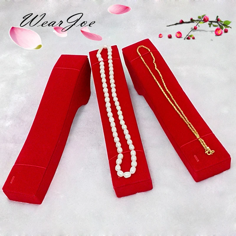 

Fashion Wood Rack Holder For Jewelry Display Mold Tray Packing With Red Velvet Necklace Pendant Display Storage Stand Flat Props
